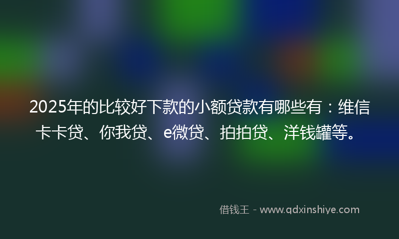 2025年的比较好下款的小额贷款有哪些有：维信卡卡贷、你我贷、e微贷、拍拍贷、洋钱罐等。