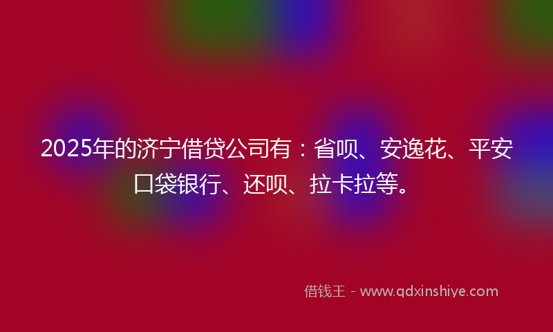 2025年的济宁借贷公司有：省呗、安逸花、平安口袋银行、还呗、拉卡拉等。