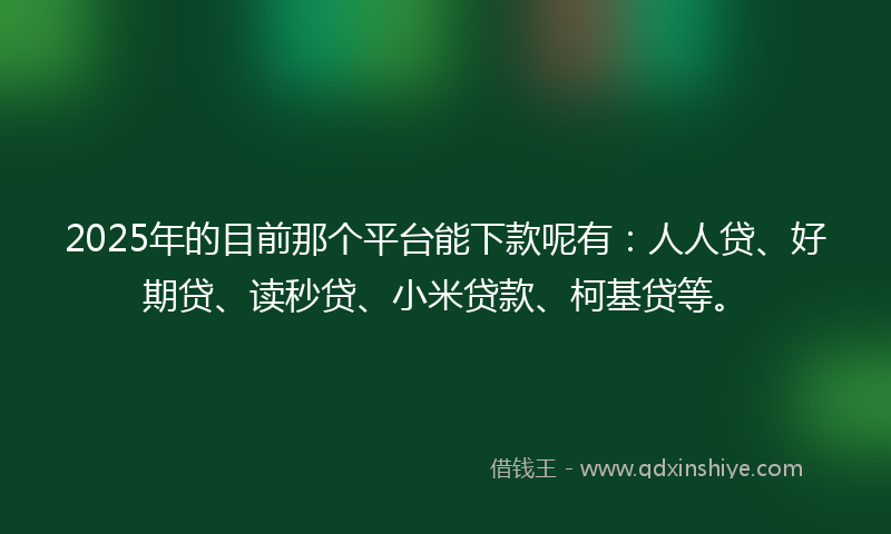 2025年的目前那个平台能下款呢有：人人贷、好期贷、读秒贷、小米贷款、柯基贷等。