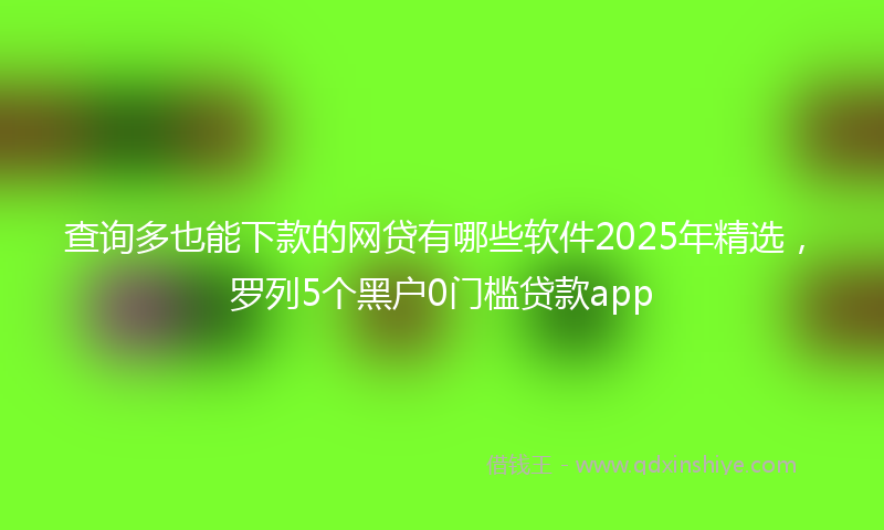 查询多也能下款的网贷有哪些软件2025年精选，罗列5个黑户0门槛贷款app