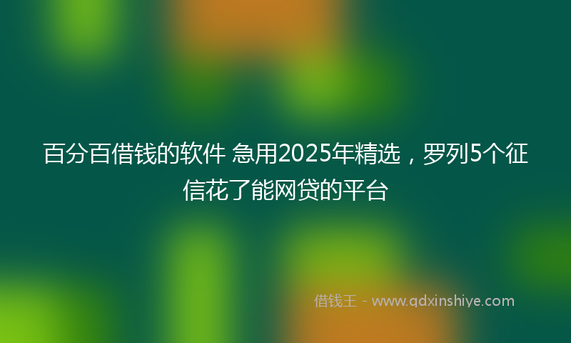 百分百借钱的软件 急用2025年精选，罗列5个征信花了能网贷的平台