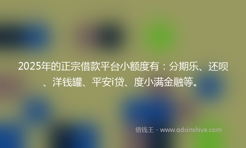 2025年的正宗借款平台小额度有：分期乐、还呗、洋钱罐、平安i贷、度小满金融等。