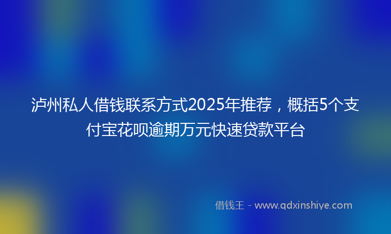 泸州私人借钱联系方式2025年推荐，概括5个支付宝花呗逾期万元快速贷款平台