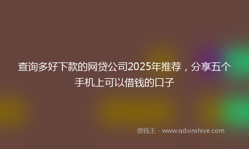 查询多好下款的网贷公司2025年推荐，分享五个手机上可以借钱的口子