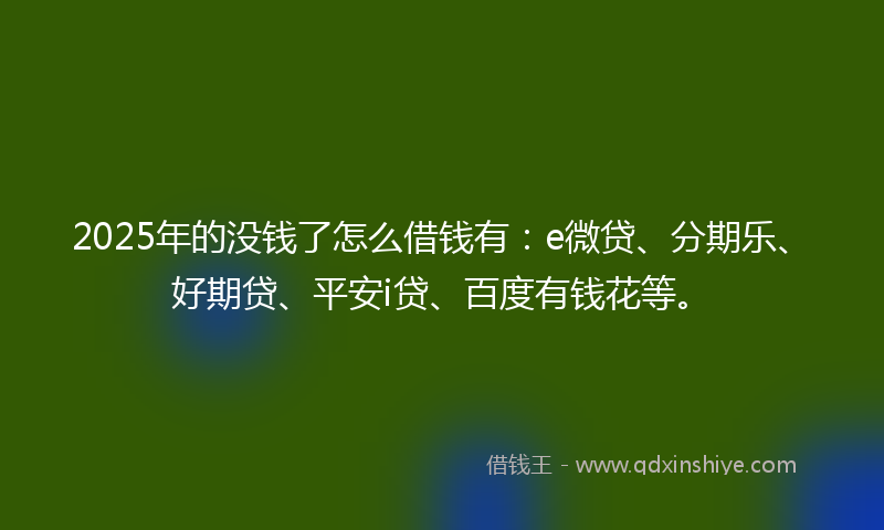 2025年的没钱了怎么借钱有：e微贷、分期乐、好期贷、平安i贷、百度有钱花等。
