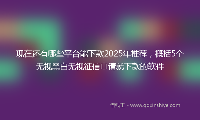 现在还有哪些平台能下款2025年推荐，概括5个无视黑白无视征信申请就下款的软件