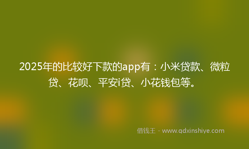 2025年的比较好下款的app有：小米贷款、微粒贷、花呗、平安i贷、小花钱包等。