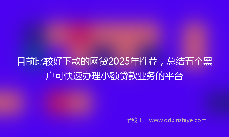 目前比较好下款的网贷2025年推荐，总结五个黑户可快速办理小额贷款业务的平台
