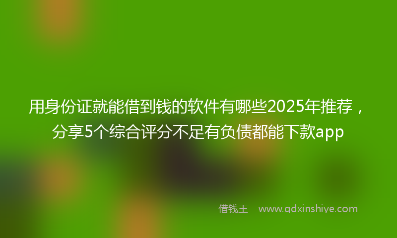用身份证就能借到钱的软件有哪些2025年推荐，分享5个综合评分不足有负债都能下款app
