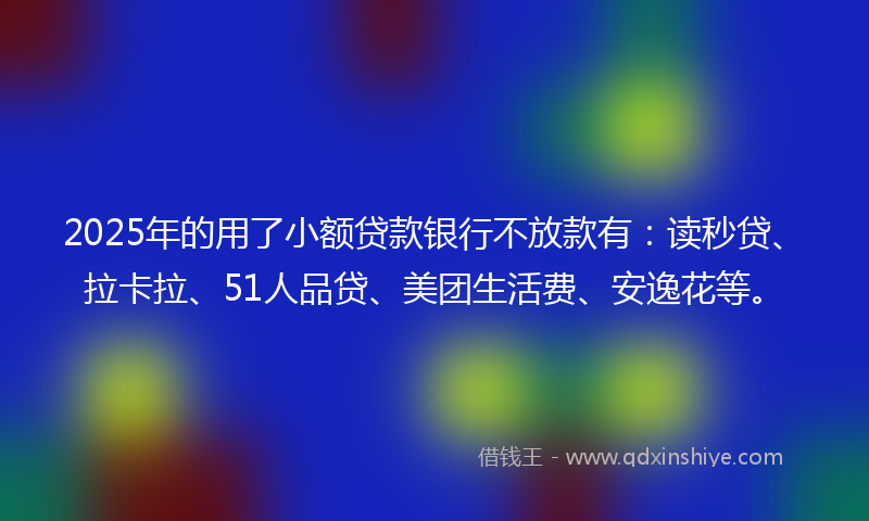 2025年的用了小额贷款银行不放款有：读秒贷、拉卡拉、51人品贷、美团生活费、安逸花等。