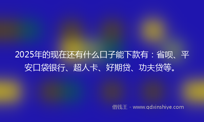 2025年的现在还有什么口子能下款有：省呗、平安口袋银行、超人卡、好期贷、功夫贷等。