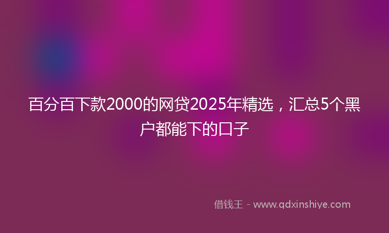 百分百下款2000的网贷2025年精选,汇总5个黑户都能下的口子