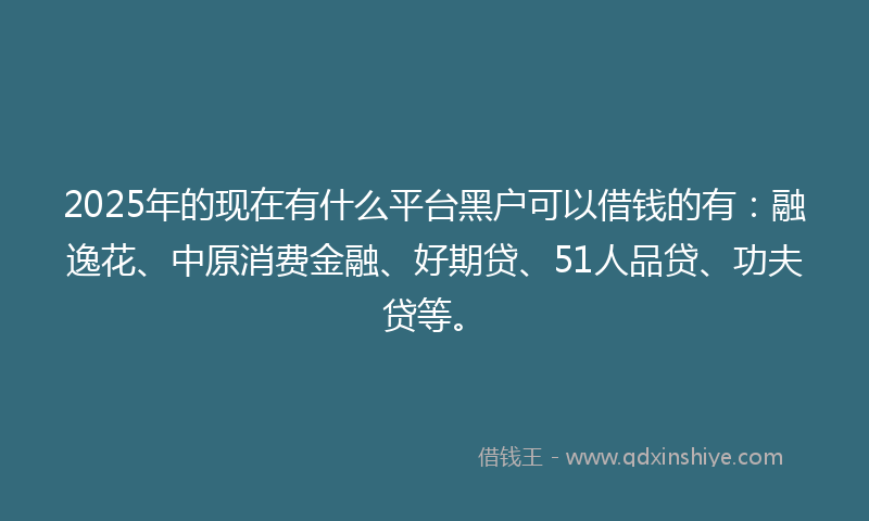 2025年的现在有什么平台黑户可以借钱的有：融逸花、中原消费金融、好期贷、51人品贷、功夫贷等。
