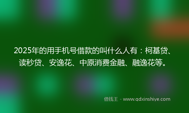 2025年的用手机号借款的叫什么人有：柯基贷、读秒贷、安逸花、中原消费金融、融逸花等。