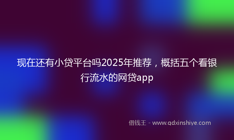 现在还有小贷平台吗2025年推荐，概括五个看银行流水的网贷app