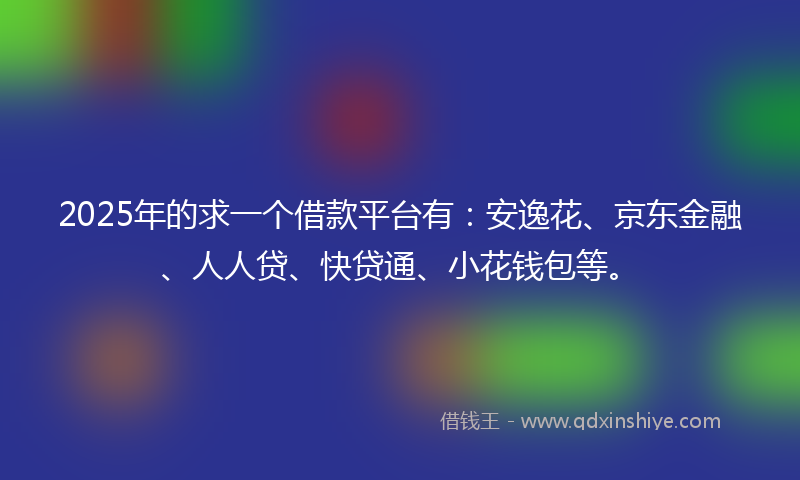 2025年的求一个借款平台有：安逸花、京东金融、人人贷、快贷通、小花钱包等。
