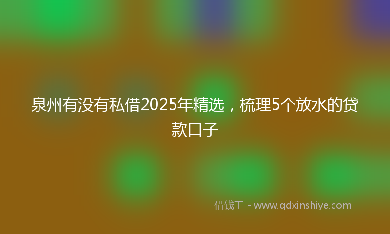 泉州有没有私借2025年精选，梳理5个放水的贷款口子