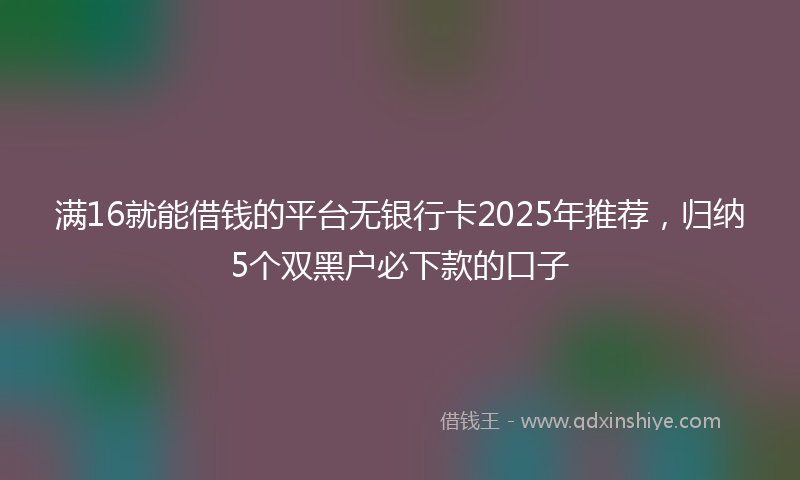 满16就能借钱的平台无银行卡2025年推荐，归纳5个双黑户必下款的口子
