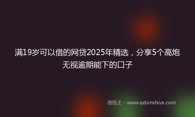 满19岁可以借的网贷2025年精选，分享5个高炮无视逾期能下的口子