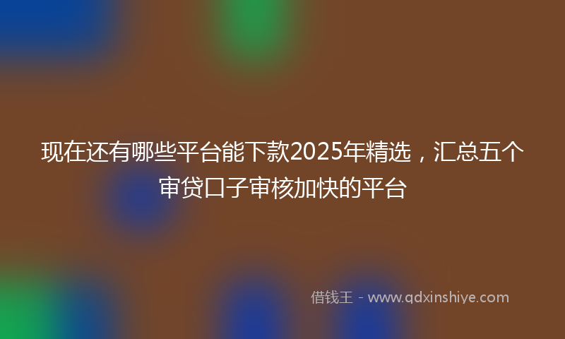 现在还有哪些平台能下款2025年精选，汇总五个审贷口子审核加快的平台