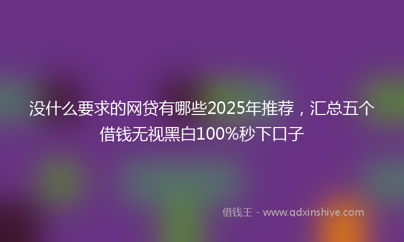 没什么要求的网贷有哪些2025年推荐，汇总五个借钱无视黑白100%秒下口子