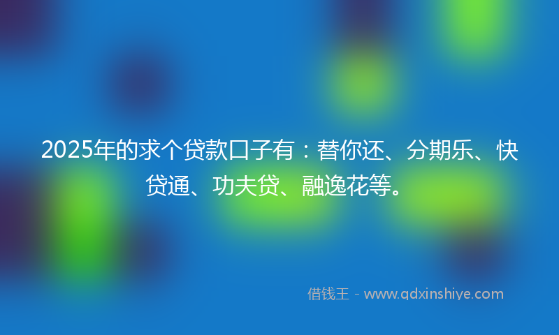2025年的求个贷款口子有：替你还、分期乐、快贷通、功夫贷、融逸花等。