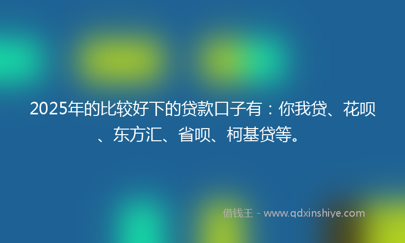 2025年的比较好下的贷款口子有：你我贷、花呗、东方汇、省呗、柯基贷等。