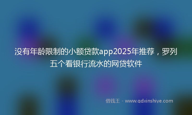 没有年龄限制的小额贷款app2025年推荐，罗列五个看银行流水的网贷软件