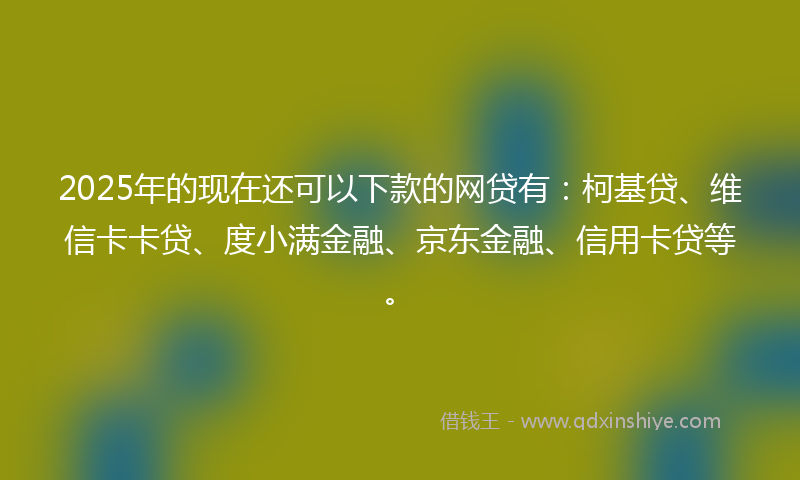 2025年的现在还可以下款的网贷有：柯基贷、维信卡卡贷、度小满金融、京东金融、信用卡贷等。