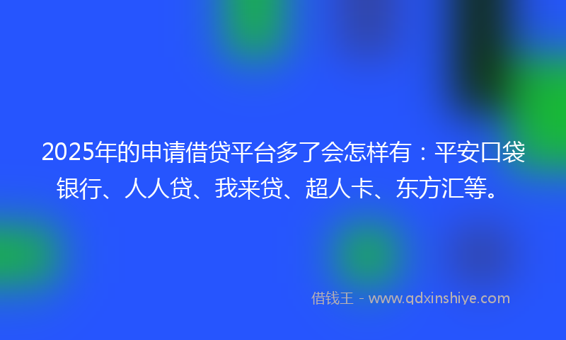 2025年的申请借贷平台多了会怎样有：平安口袋银行、人人贷、我来贷、超人卡、东方汇等。