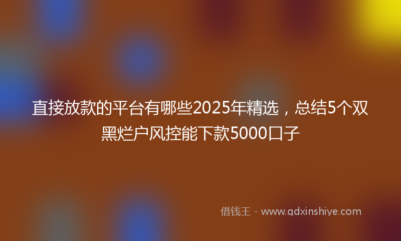 直接放款的平台有哪些2025年精选，总结5个双黑烂户风控能下款5000口子