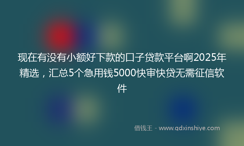 现在有没有小额好下款的口子贷款平台啊2025年精选，汇总5个急用钱5000快审快贷无需征信软件