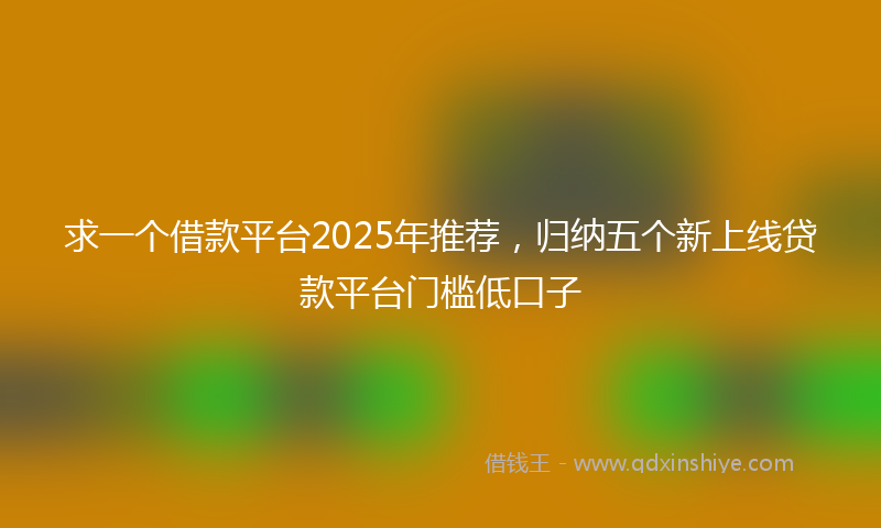 求一个借款平台2025年推荐，归纳五个新上线贷款平台门槛低口子