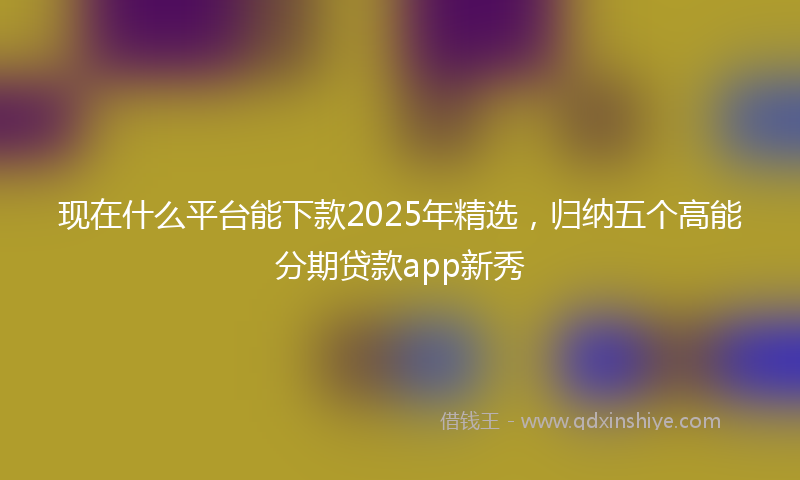 现在什么平台能下款2025年精选，归纳五个高能分期贷款app新秀