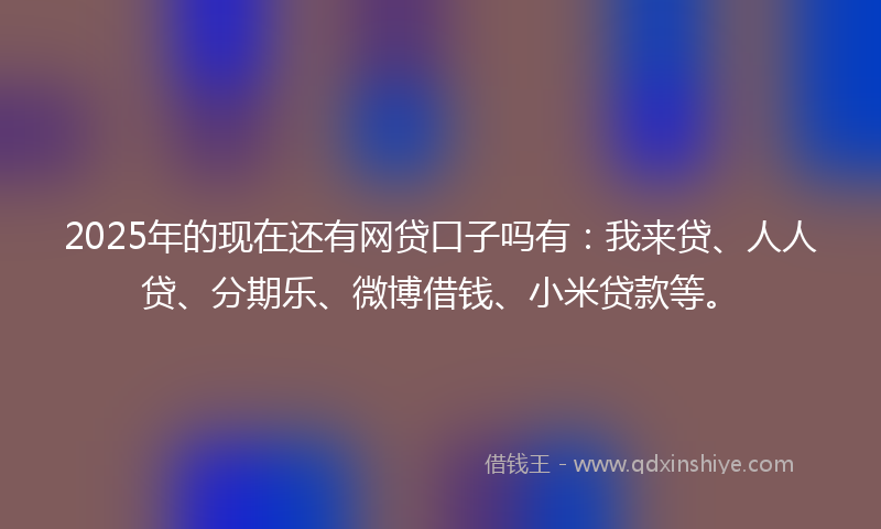 2025年的现在还有网贷口子吗有：我来贷、人人贷、分期乐、微博借钱、小米贷款等。