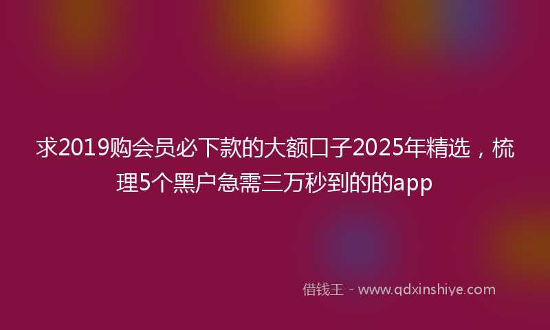 求2019购会员必下款的大额口子2025年精选，梳理5个黑户急需三万秒到的的app