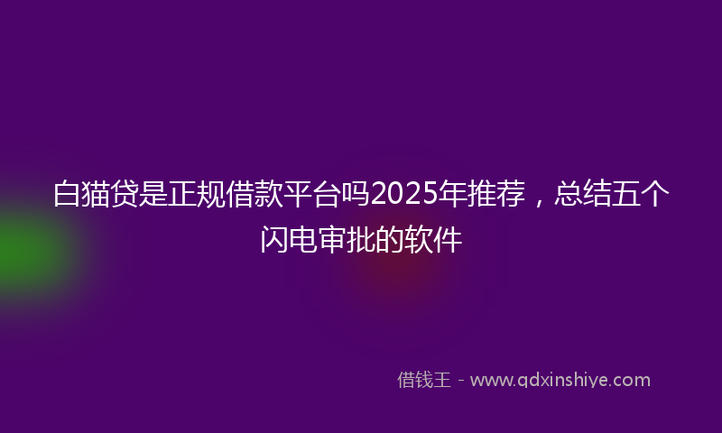 白猫贷是正规借款平台吗2025年推荐，总结五个闪电审批的软件