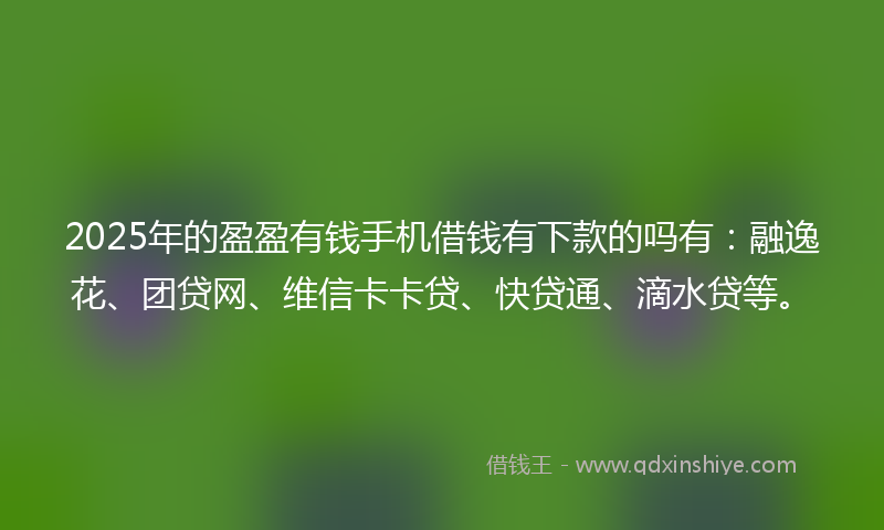 2025年的盈盈有钱手机借钱有下款的吗有：融逸花、团贷网、维信卡卡贷、快贷通、滴水贷等。