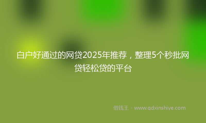 白户好通过的网贷2025年推荐，整理5个秒批网贷轻松贷的平台
