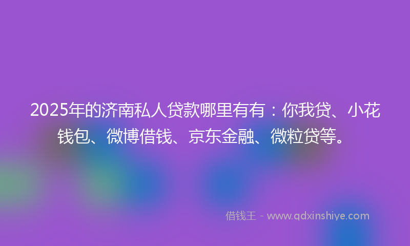 2025年的济南私人贷款哪里有有：你我贷、小花钱包、微博借钱、京东金融、微粒贷等。