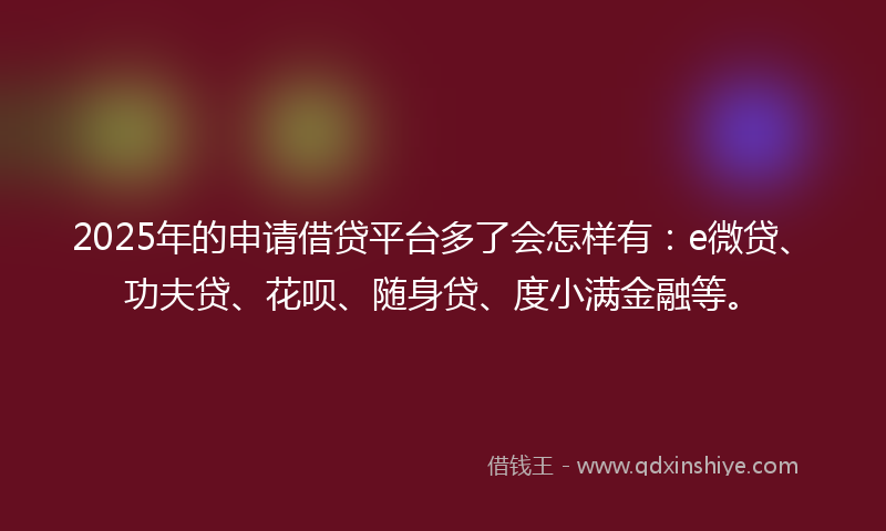 2025年的申请借贷平台多了会怎样有：e微贷、功夫贷、花呗、随身贷、度小满金融等。