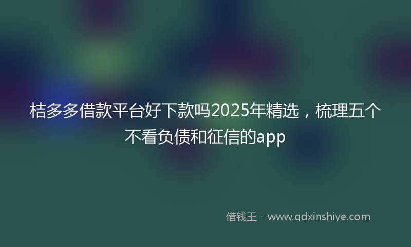 桔多多借款平台好下款吗2025年精选,梳理五个不看负债和征信的app