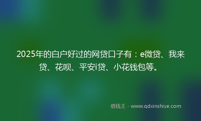 2025年的白户好过的网贷口子有：e微贷、我来贷、花呗、平安i贷、小花钱包等。