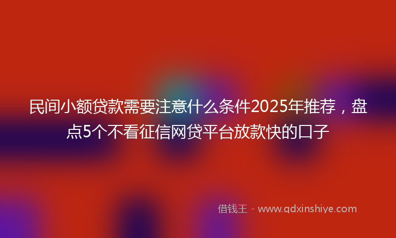 民间小额贷款需要注意什么条件2025年推荐，盘点5个不看征信网贷平台放款快的口子