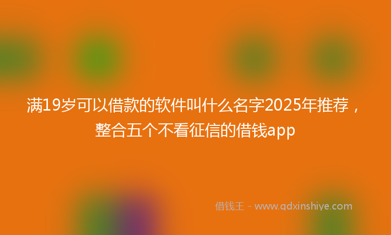 满19岁可以借款的软件叫什么名字2025年推荐，整合五个不看征信的借钱app