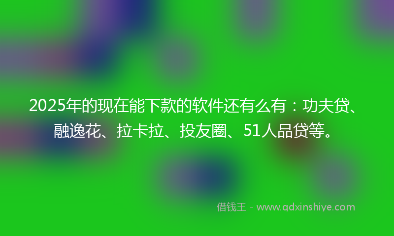 2025年的现在能下款的软件还有么有：功夫贷、融逸花、拉卡拉、投友圈、51人品贷等。