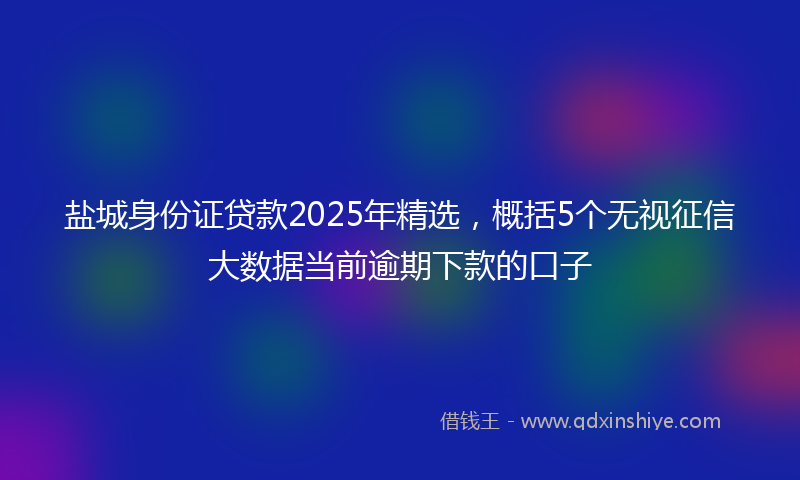 盐城身份证贷款2025年精选，概括5个无视征信大数据当前逾期下款的口子