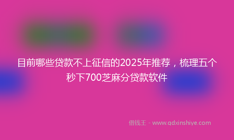 目前哪些贷款不上征信的2025年推荐，梳理五个秒下700芝麻分贷款软件