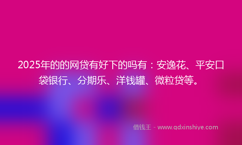 2025年的的网贷有好下的吗有：安逸花、平安口袋银行、分期乐、洋钱罐、微粒贷等。