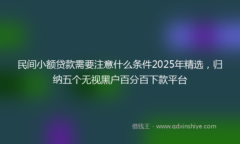 民间小额贷款需要注意什么条件2025年精选，归纳五个无视黑户百分百下款平台